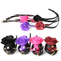 Flower Gag Silicone Breathable Rose Ball Gag Bondage Flower Open Mouth Gags Oral Fixation BDSM Adult Sex Toys For Couples Games