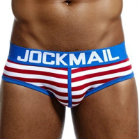 【JOCKMAIL】條紋性感低腰三角褲-藍紅(男內著.男內褲.BRIEF.低腰三角褲)