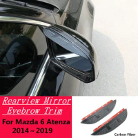 Carbon Fiber Side View Mirror Visor Cover Stick Trim Shield Eyebrow Rain For Mazda 6 Mazda6 Atenza 2014 2015 2016 2017 2018 2019