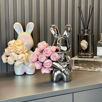 Creative Handheld Rabbit Vase High-end Wine Cabinet Entryway Sense Flower Arrangement Ornament Livin