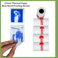 Blue Word Printing Effect 57mm Thermal Printer Photo Paper Sticker Label Paper Self-adhesive For Peripage A6 A9 Paperang P1 P2
