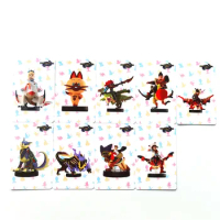 9Pcs Monster Hunter Rise Amibo Card Resent Tiger Dragon Ailu Cat NS Game Reward NFC NTAG215 Cards Gift Box