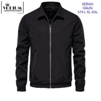 jaket pria model terbaru jaket pria sopan berkerah Panjang Slim Hitam Distro Keren Tebal Zipper Casu