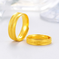 黃銅鍍金戒指 越南沙金真空電鍍指環首飾品活口磨砂情侶廠家直供