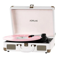 Portable Suitcase Turntable Record Player J-TT300-WH / WHITE ( Vynil Player Built-in Battery & Built