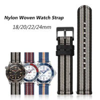Nylon Strap 20mm 22mm for MoonSwatch Omega Seamaster 300 Woven Canvas Watch Band for Tudor Longines Rolex Seiko Water Ghost