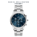 Daniel Wellington DW00100644 極地藍三眼計時碼錶 不鏽鋼錶帶 藍色錶盤