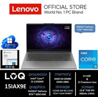 Lenovo LOQ 15IAX9E EHID || Intel Core i5-12450HX 16GB 512GB SSD NVIDIA GeForce RTX 3050 6GB Windows 