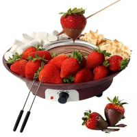 Electric Fondue Pot Set Detachable Serving Tray and 2 Forks Cheese Fondue Maker Chocolate Fondue Kit for Chocolate Cheese Sauce