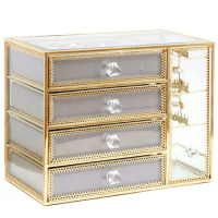 Luxury Glass Jewelry Storage Box Large Capacity Earrings Necklace Ring Display Cabinet Transparent Jewelry Organizer Women Gift