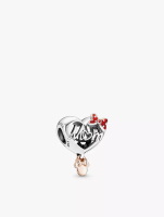 Pandora Disney Minnie Mouse mom heart sterling silver and 14k rose gold-plated charm with red enamel