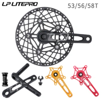 LP Litepro CNC skeletonized bicycle crankset 170MM 53T 56T 58T single chainring 130BCD folding bicycle sprocket crankset