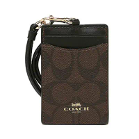 【COACH】LOGO馬車PVC皮革證件套票卡夾-兩色可選-深棕x黑色