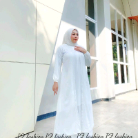 Gamis seruty babydoll putih polos lengan karet mute payet swarovski size kecil sampai jumbo Hitam Re