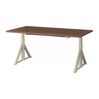 IDÅSEN 升降式工作桌, 棕色/米色, 160x80 公分