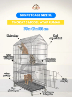 SOS PET CAGE - KANDANG KUCING TINGKAT 3 MODEL ATAP RUMAH SIZE XL 75x45x135 RODA REM / 03  - BESI LIP