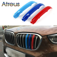Atreus 3pcs Car Front Grille Trim Sport Strips Cover Stickers For BMW X1 F48 E84 X3 F25 X5 F15 E70 X4 F26 X6 E71 F16 Accessories