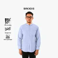 Broodis Kemeja Koko COZY Series Pria Cotton Oxford Blueish Kerah Shanghai Lengan Panjang Cozy Blueis