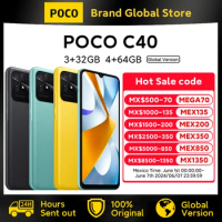 Global Version POCO C40 Smartphone 3GB 32GB/4GB 64GB 6000mAh Battery 6.71”Display JLQ JR510 Octa-core 13MP Main Camera Cellphone