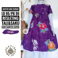 Daster ABG Sunan Mini Dress Batik Pekalongan Cap Cantik Adem Baju Dinas Ungu