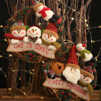 Christmas Decorations Christmas Snowman Elk Rattan Ring Pendant Home Mall Layout Xmas Plant Rattan Wreath Ornaments Gift Garland