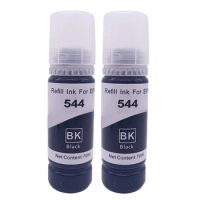 70ml x2 BK Color T544 544 Inkjet Dye Ink Bottle Refill For Printer Epson EcoTank L3150 L3110 L3100 L3210 L3250 L1110 5190