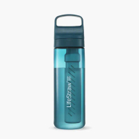 【LifeStraw】Go 提蓋二段式過濾生命淨水瓶 650ml｜藍綠色(濾水瓶 登山 健行 露營 旅遊 急難 求生)