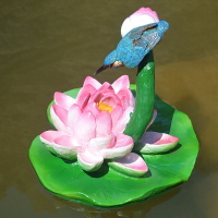 仿真浮水蓮花青蛙荷花漂浮擺件池塘假山噴泉魚缸花園裝飾工藝品
