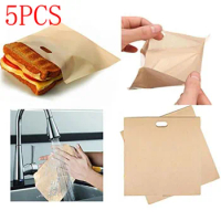 5 pcs/set Reusable Toaster Bag Non Stick Bread Bag Sandwich Bags Fiberglass Toast Microwave Heating Pastry Tools