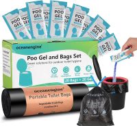 Portable Toilet Bags Poo Gel Set 8 Gallon Camping Toilet Bags with Portable Toilet Absorbent Gel Com