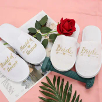 Highland Cow 3Pairs/Lot Fashion Bride Bridesmaid Slippers Maid of Honor Hotel Party Spa Comfortable Slipper Travel Cotton Slides