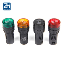 10pcs AD16-22SM buzzer intermittent with light LED flash sound and light alarm AC and DC12V/24V/AC220V