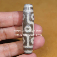Ancient Tibetan DZI Beads Old Agate Lucky 9 Eye Totem Amulet Pendant GZI 58×14mm