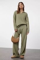 Trendyol Khaki Polo Neck Knitwear Sweater Trousers Bottom-Top Set TCTAW25US00024