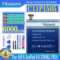 YKaiserin For ASUS C11P1505 Tablet PC Battery For Asus ZenPad 8.0 Z380KL Z380C Z380CX P022 P024 6000mAh