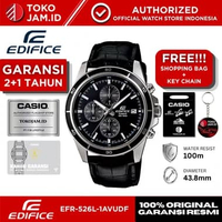 Jam Tangan Pria Casio Edifice EFR-526L-1AVUDF Original Chronograph Analog Black Dial Leather Strap S