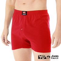 YG天鵝內衣 吸濕速乾彈性素面寬鬆四角褲-單件-紅