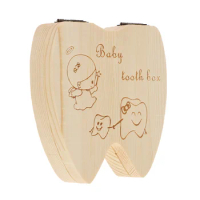 Deciduous Teeth Baby Storage Box Toddler Childrens Books Gifts Wood Tooth Holders for Kids Keepsake