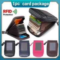 Men's Wallet PU Credit Card Holder RFID Blocking Zipper Pocket Men Bag Multi-card Zipper