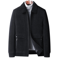 【米蘭精品】防寒外套休閒夾克(雪尼爾短款領部可拆卸男外套2色74de2)