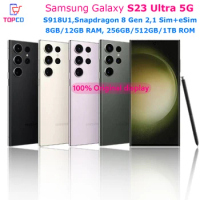Samsung Galaxy S23 Ultra 5G S918U1 256GB 512GB ROM Snapdragon 8 Gen 2 Octa Core 6.8" 200MP 8G/12GB RAM eSim Original Cell Phone