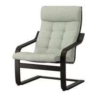 POÄNG 扶手椅, 黑棕色/gunnared 淺綠色, 42 公分