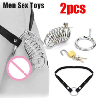 Stainless Steel Chastity Brid Cage Bondage Anti-off Adjustable Auxiliary Belt SM Restraint for Chastity Belt Penis Ring Sex Toys