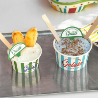 Trendy ice cream cup, disposable gelato ice cream ball paper bowl, custom take-out yogurt paper cup,