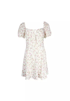 Reformation Pre-Loved REFORMATION Ivory and Pink Square Neck Floral Dress