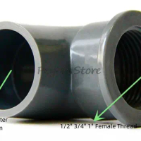 5Pcs Inside Diameter 20/25/32mm x 1/2" 3/4" 1" Female Thread PVC 90 Degrees Elbow Joint Water Pipe Fittings Gray