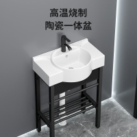 台灣公司貨 免運 快速出貨 洗臉盆 洗手盆 小戶型落地式陶瓷洗臉盆洗手盆衛生間不銹鋼支架戶外陽臺一體臺盆