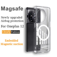 For Magsafe Wireless Charging Case for Oneplus 12 11 11R 10 Pro Clear Acrylic Shockproof Phone Cover for Oneplus 9 Pro 10T ACE 2