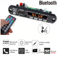 With MIC Handsfree Car Kit Bluetooth MP3 Player Decoder Board Car FM Radio Module FM TF USB AUX Audio Adapter Wireless