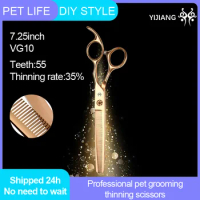 Yijiang Professional Pet Grooming VG10 Steel 7.25inch Thinning Scissors for Dog Pets Grooming Shear Pet Shop or Family